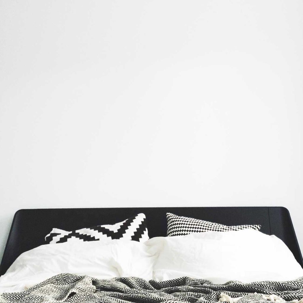 Black and white bed